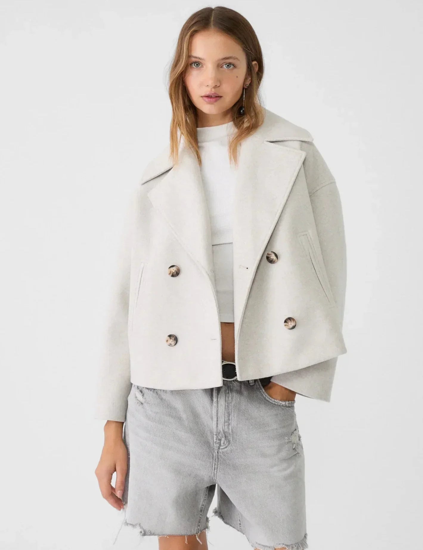 White double-breasted jacket front view