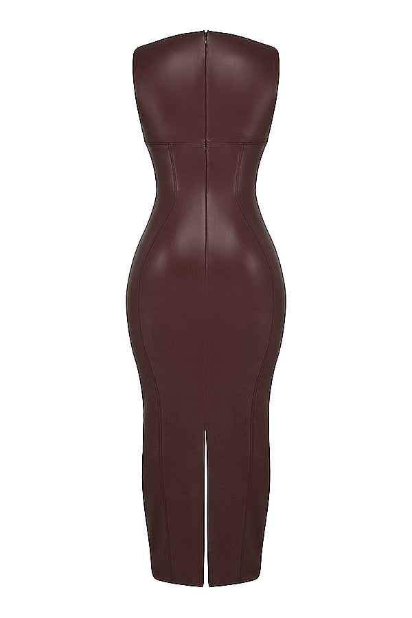 Allysa | Maxi Jurk Faux Leer Bodycon