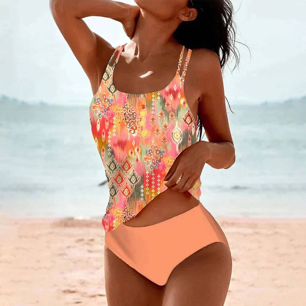 Dames Badpak Geometrische Print Spaghettibandjes – Vorana