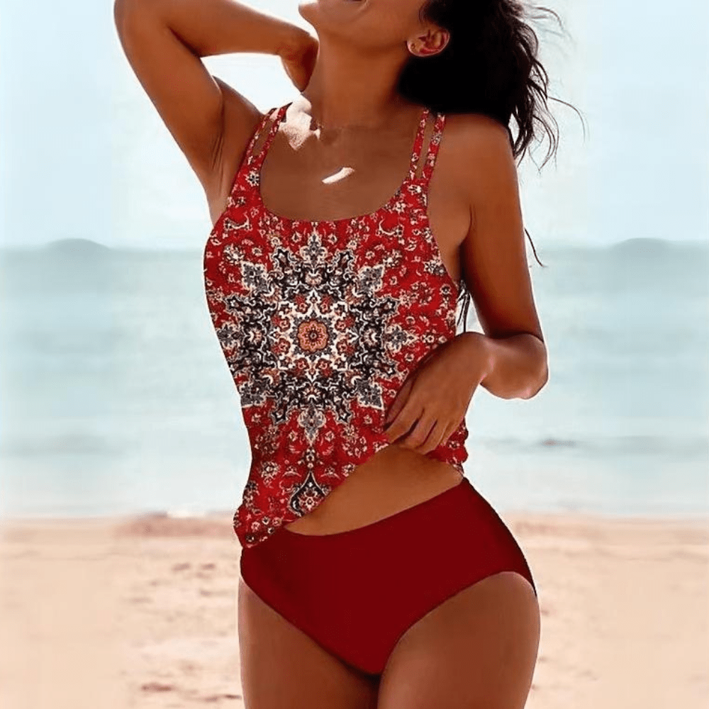 Dames Badpak Geometrische Print Spaghettibandjes – Vorana