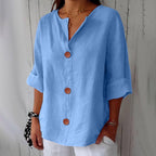 Dames Blouse Knoopsluiting Ademend Relaxed fit – Vorana