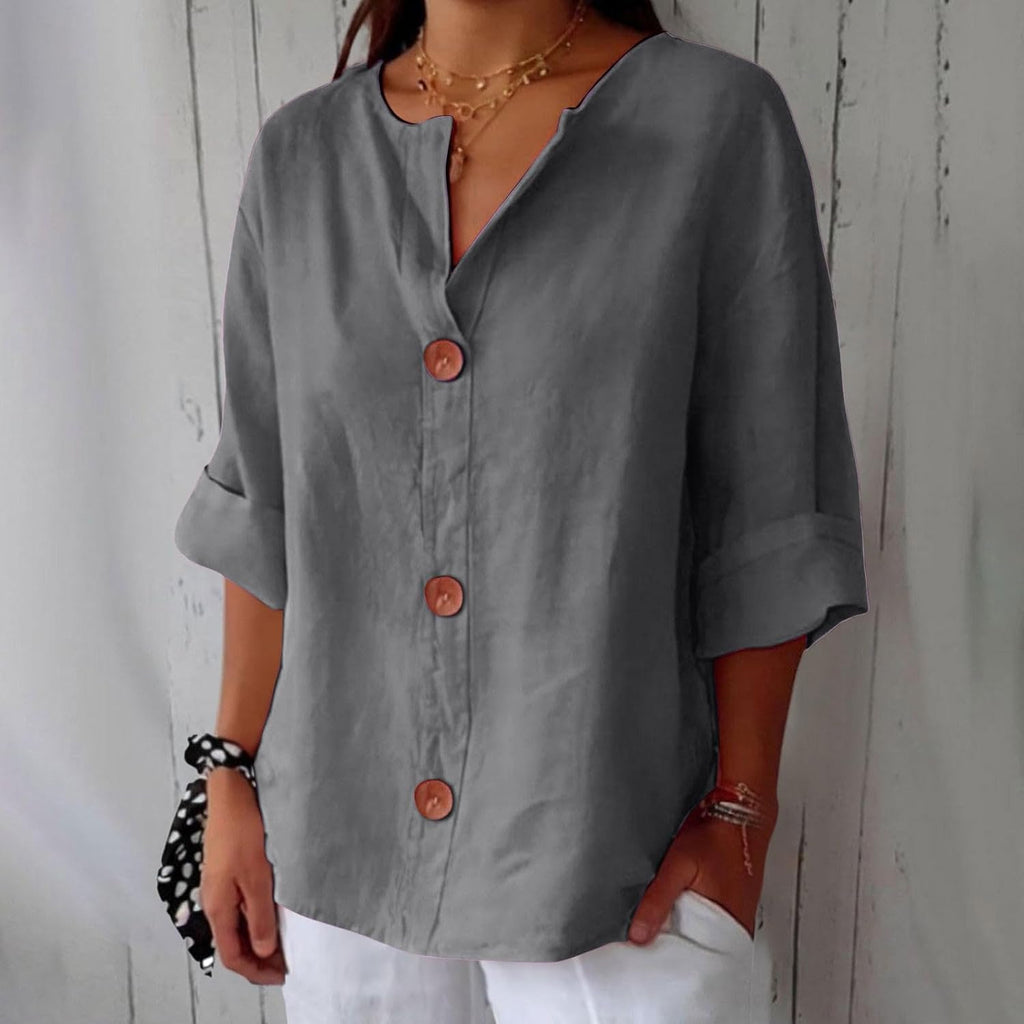 Dames Blouse Knoopsluiting Ademend Relaxed fit – Vorana