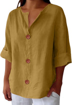 Dames Blouse Knoopsluiting Ademend Relaxed fit – Vorana
