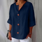 Dames Blouse Knoopsluiting Ademend Relaxed fit – Vorana