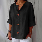 Dames Blouse Knoopsluiting Ademend Relaxed fit – Vorana