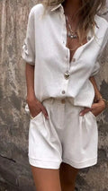 Dames Blouse Knoopsluiting elastische tailleband – Vorana
