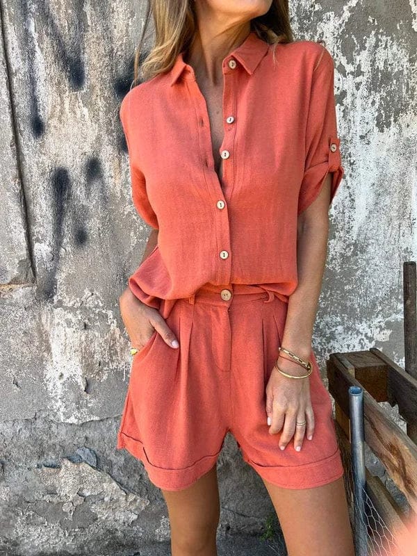 Dames Blouse Knoopsluiting elastische tailleband – Vorana