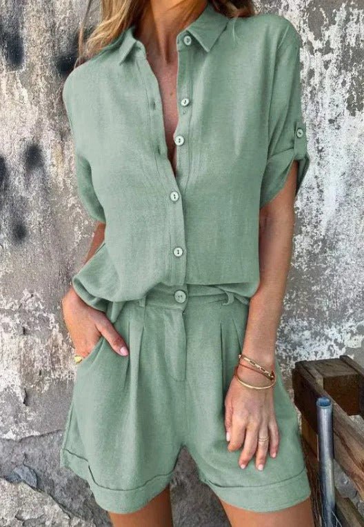 Dames Blouse Knoopsluiting elastische tailleband – Vorana
