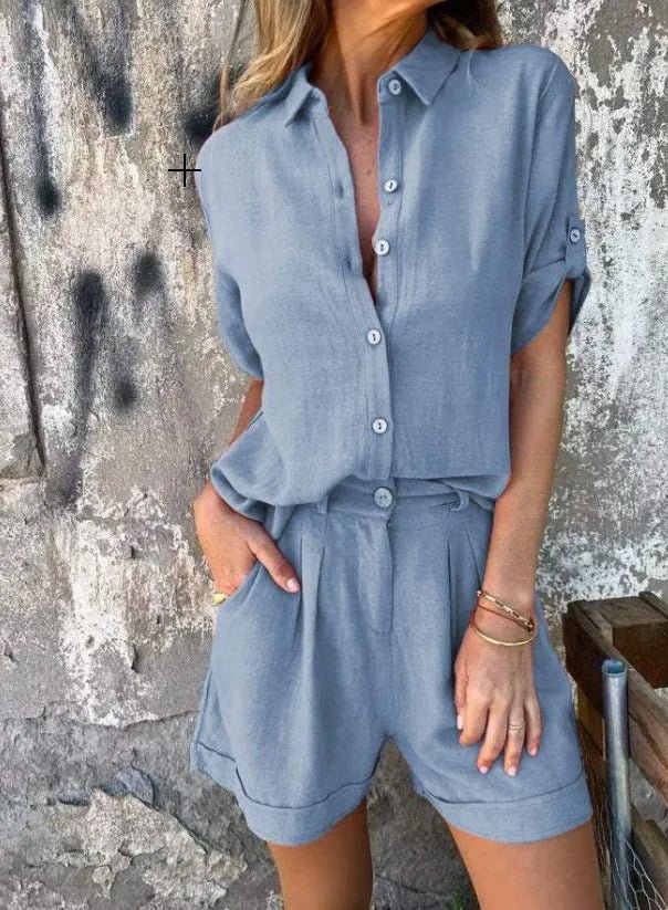 Dames Blouse Knoopsluiting elastische tailleband – Vorana