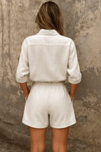 Dames Blouse Knoopsluiting elastische tailleband – Vorana