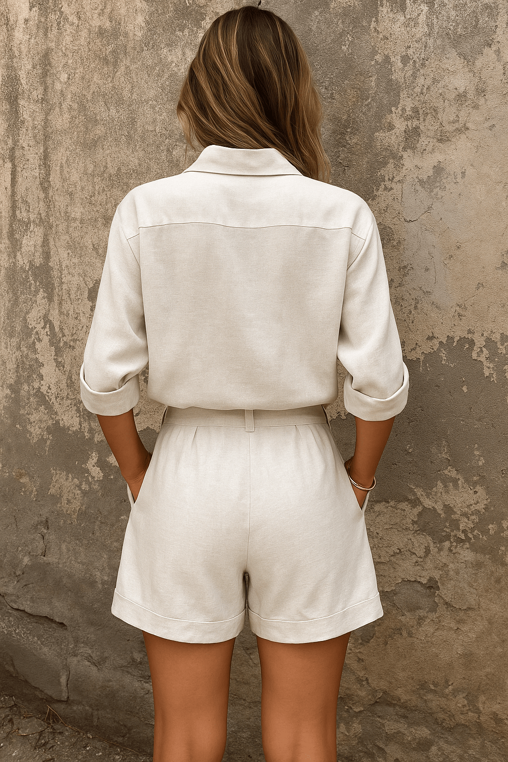 Dames Blouse Knoopsluiting elastische tailleband – Vorana