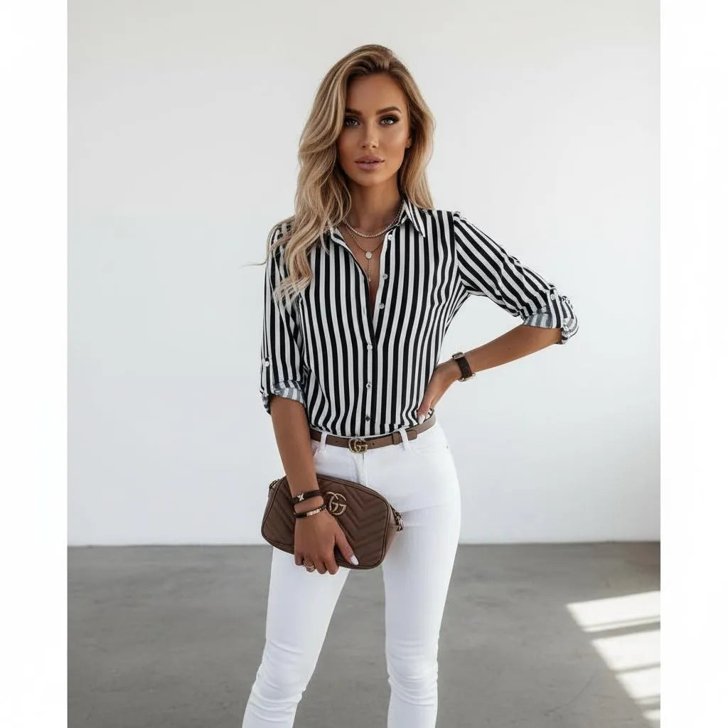 Dames Blouse Knopen sluiting Regular Fit – Vorana