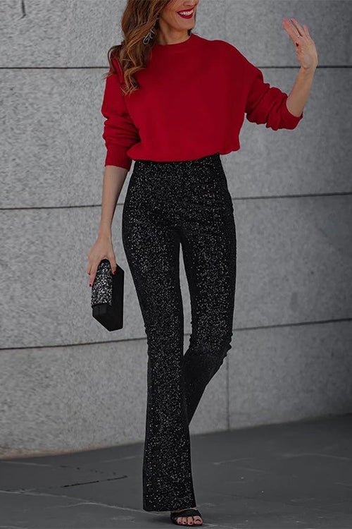 Dames Broek Flare Pailletten Elastische taille – Vorana