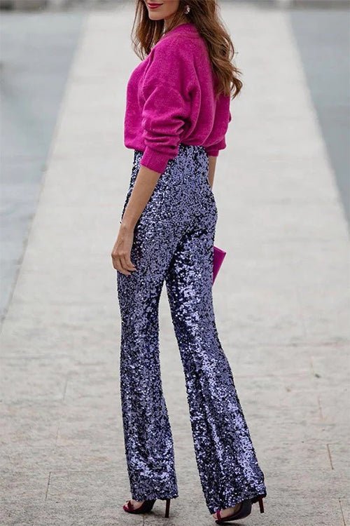 Dames Broek Flare Pailletten Elastische taille – Vorana