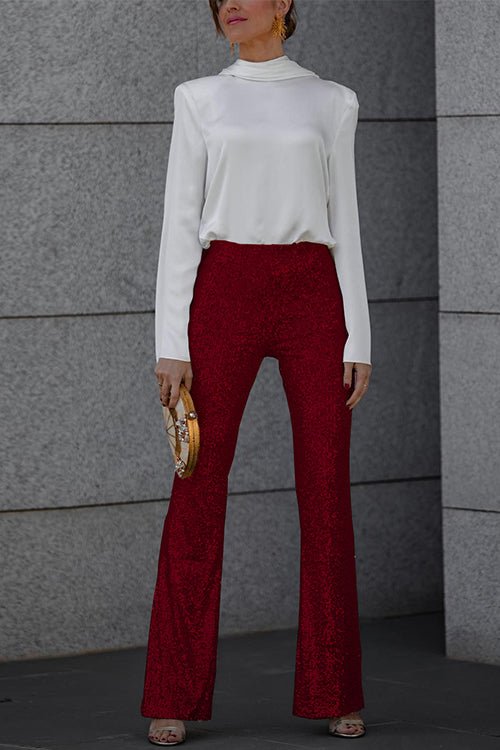 Dames Broek Flare Pailletten Elastische taille – Vorana