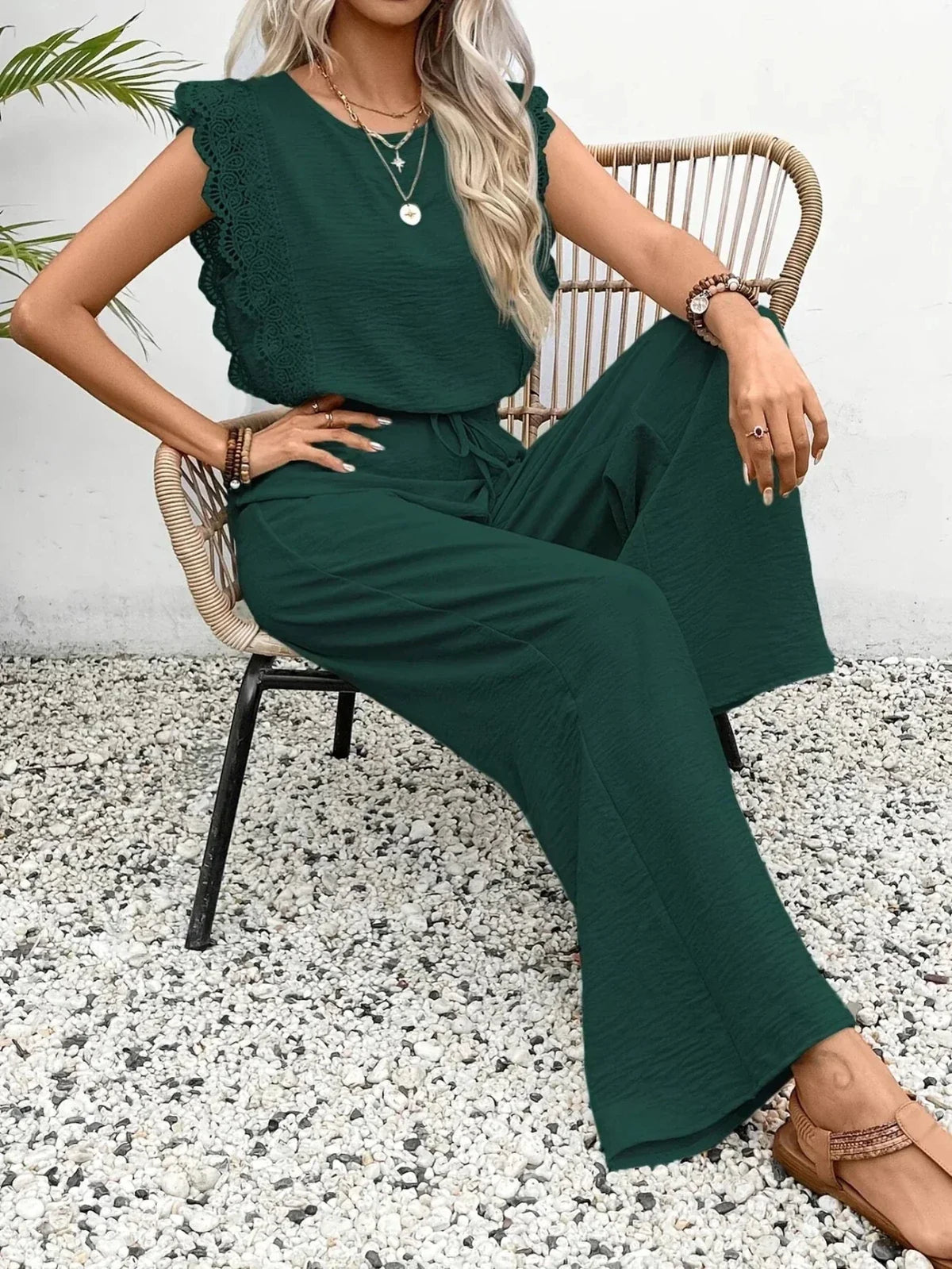 Dames Co-ord Set Kanten details Relaxed fit – Vorana
