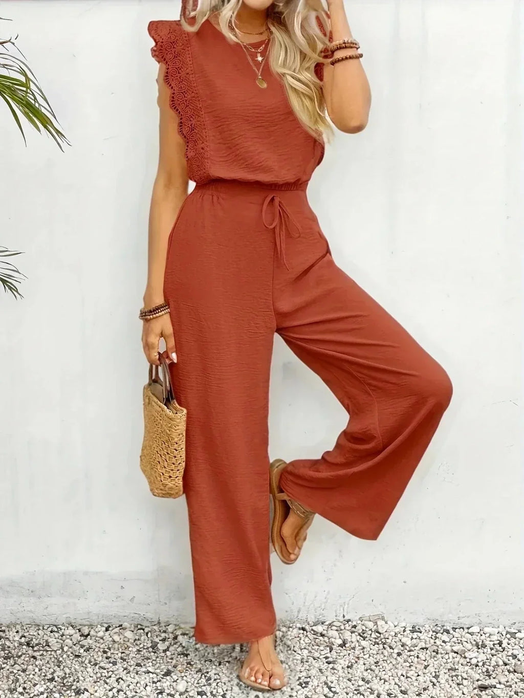 Dames Co-ord Set Kanten details Relaxed fit – Vorana