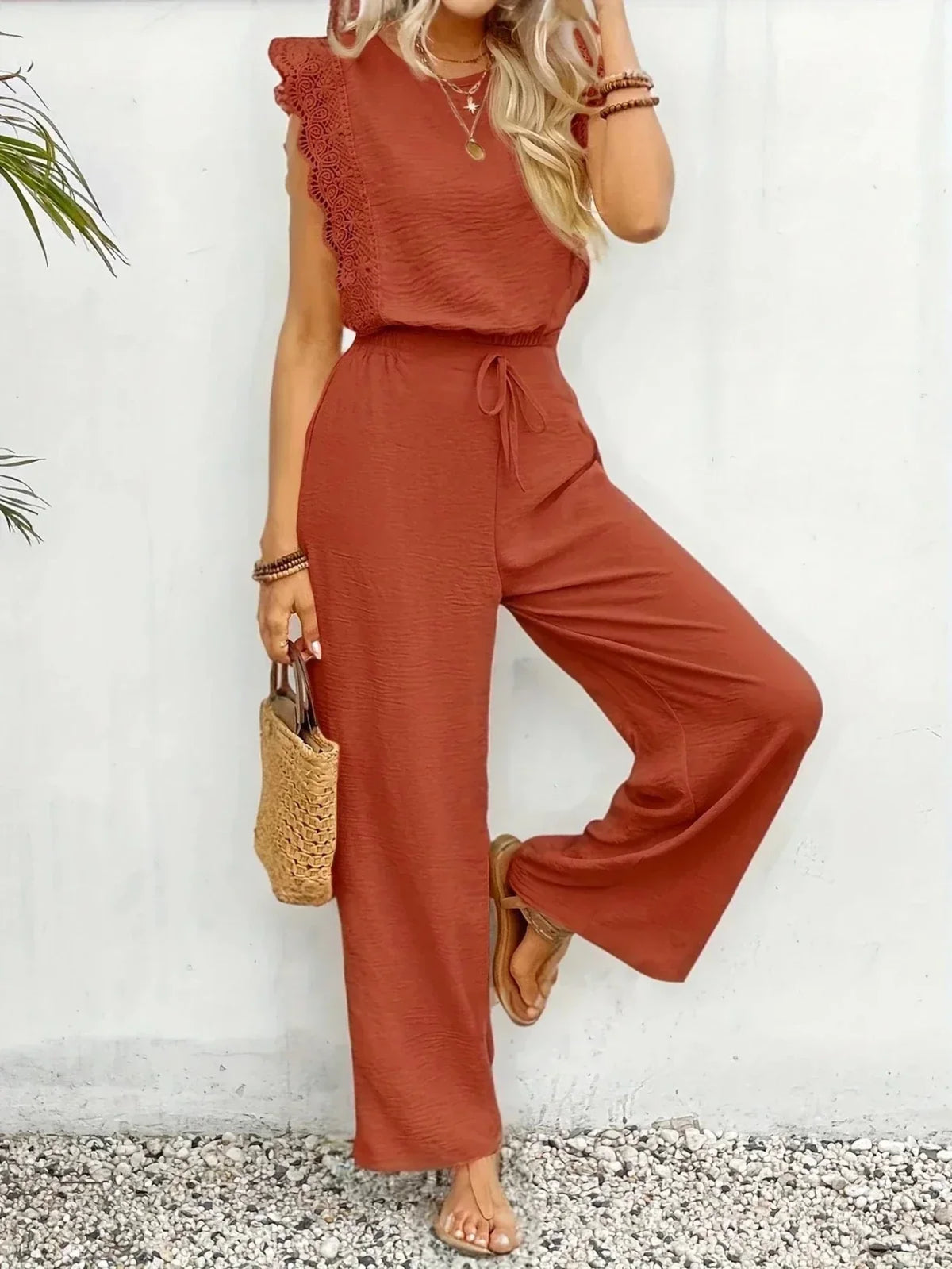 Dames Co-ord Set Kanten details Relaxed fit – Vorana