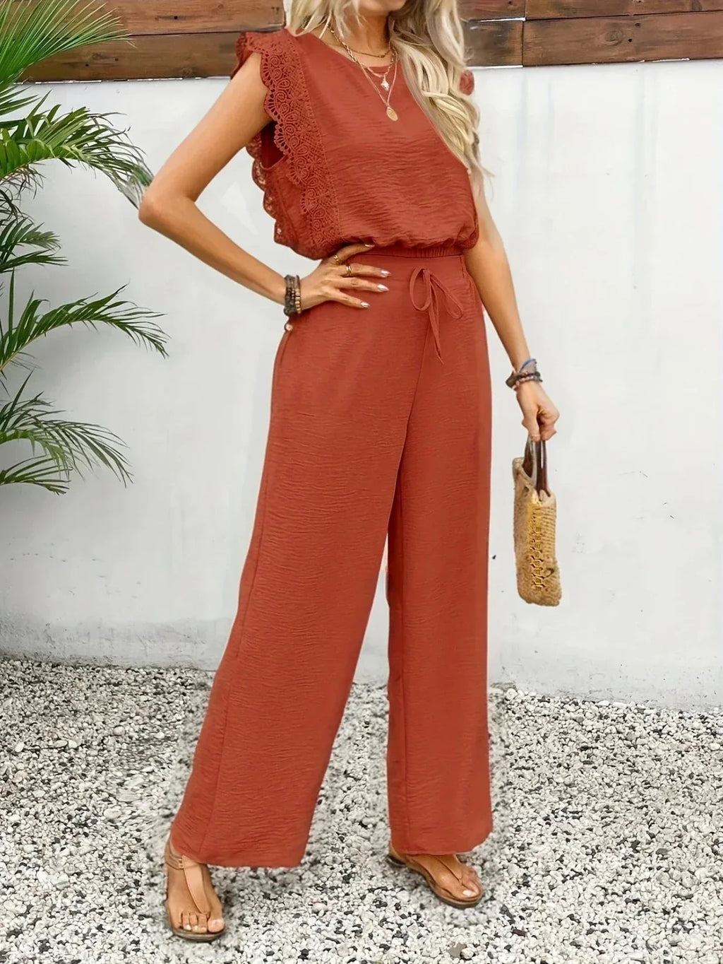 Dames Co-ord Set Kanten details Relaxed fit – Vorana