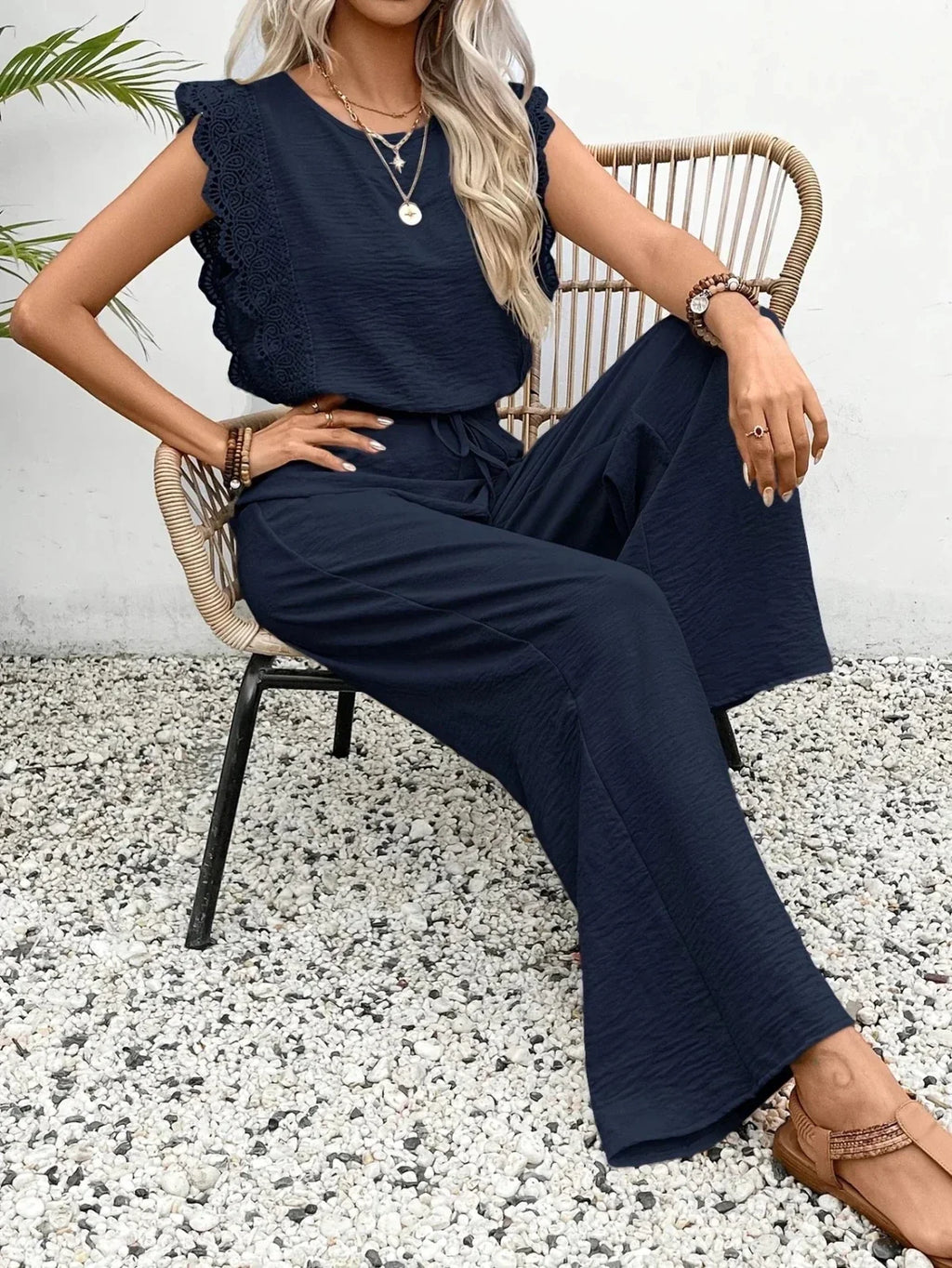 Dames Co-ord Set Kanten details Relaxed fit – Vorana