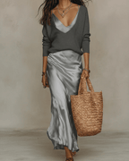 Dames Co-ord Set Midi jurk met Pullover-top – Vorana