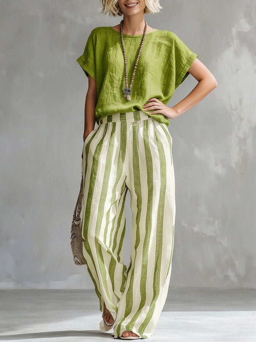 Dames Co-ord set Top & Broek O-hals hoge taille – Vorana