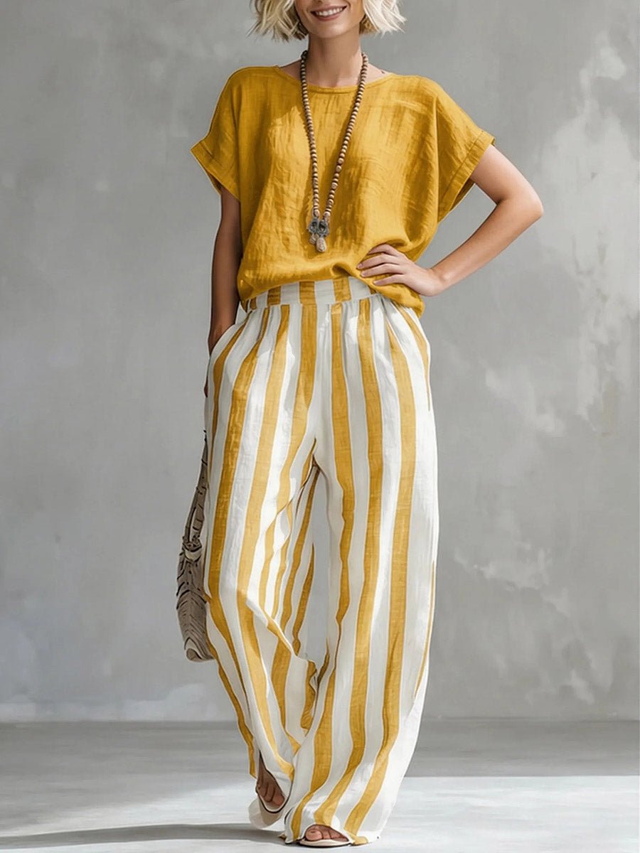 Dames Co-ord set Top & Broek O-hals hoge taille – Vorana