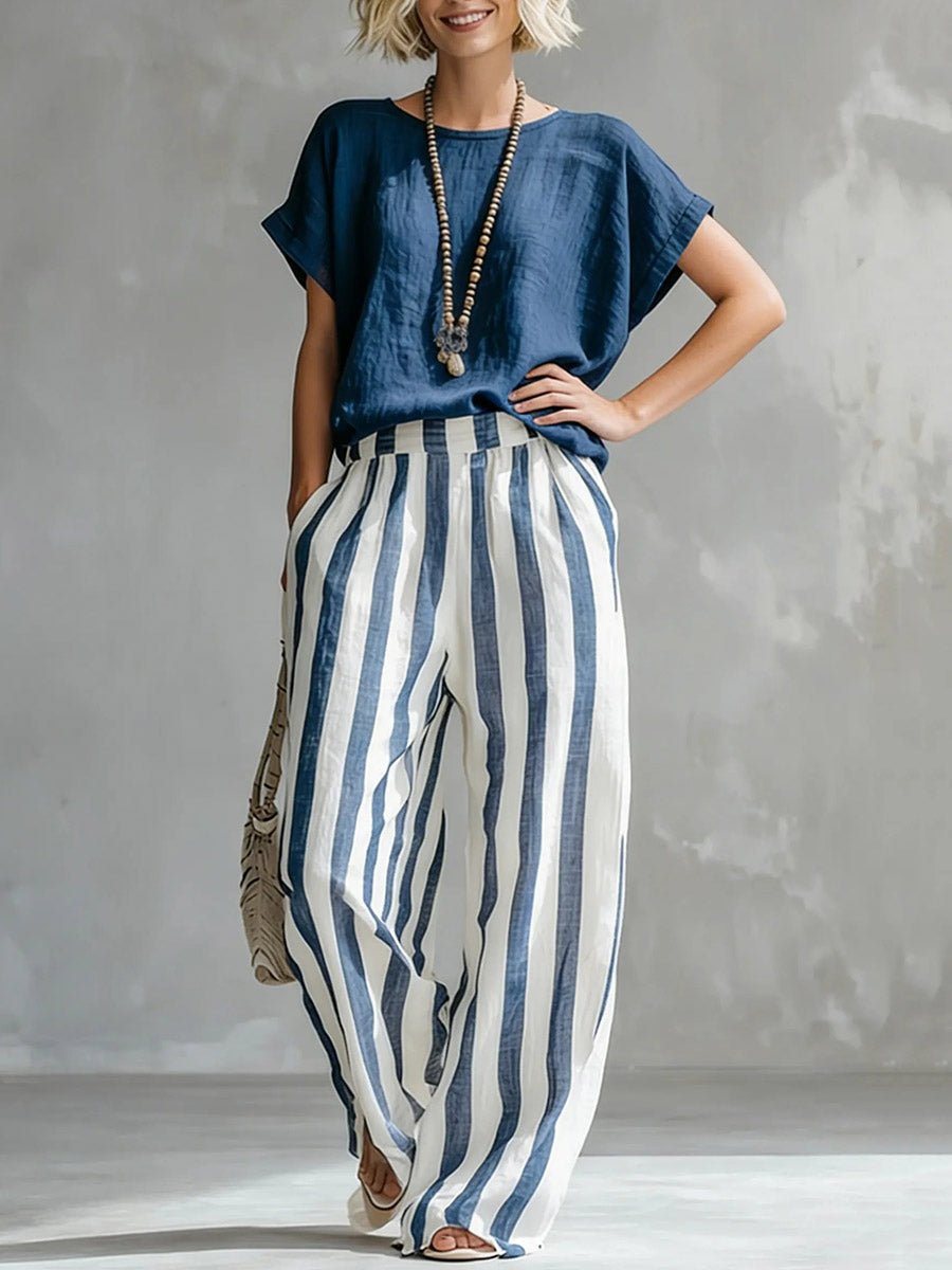 Dames Co-ord set Top & Broek O-hals hoge taille – Vorana