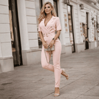 Dames Jumpsuit Tailored V-hals Korte Mouw – Vorana