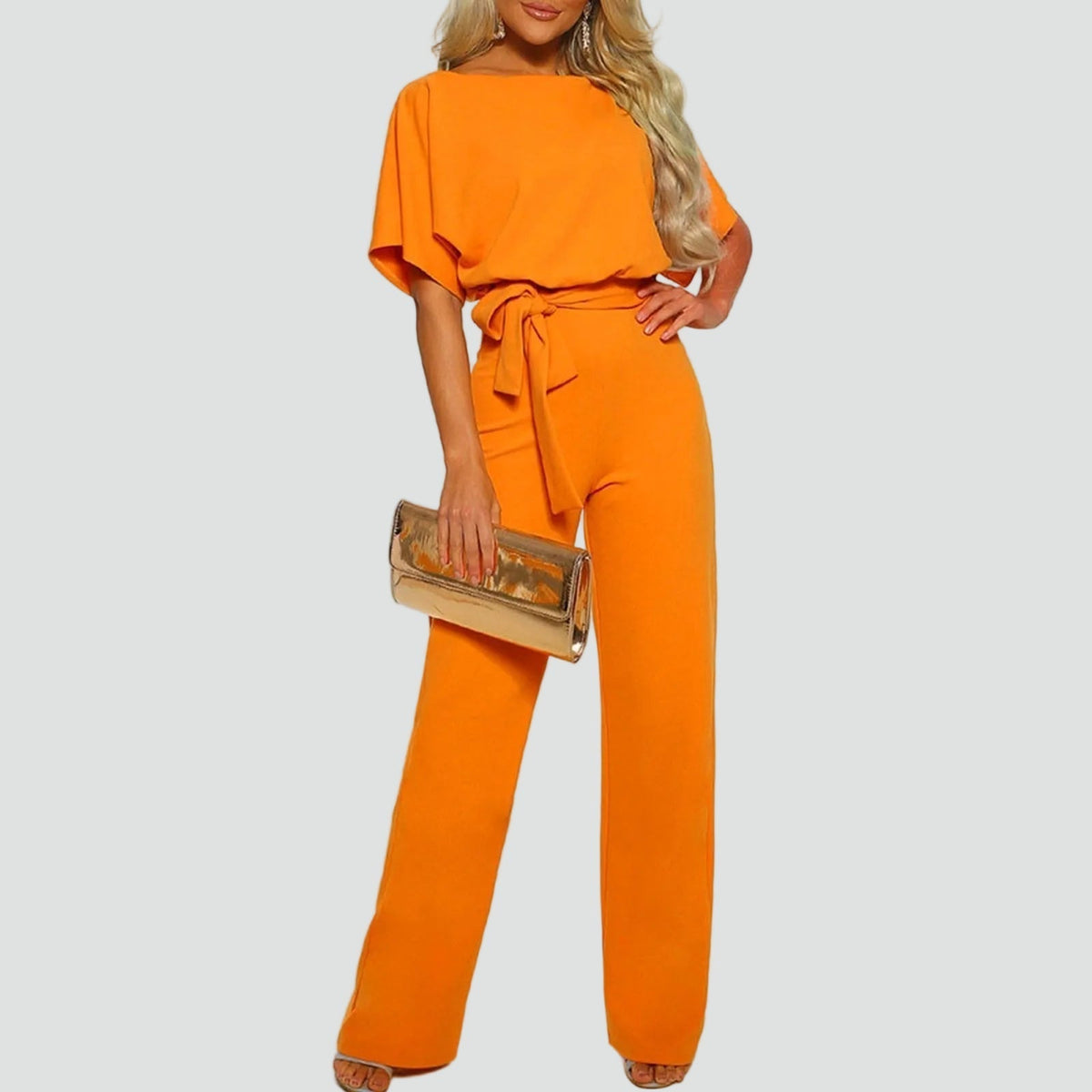 Dames Jumpsuit Wijde pijpen verstelbare tailleceintuur – Vorana