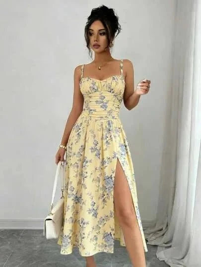 Dames Jurk Maxi Bloemenprint Kante hals – Vorana