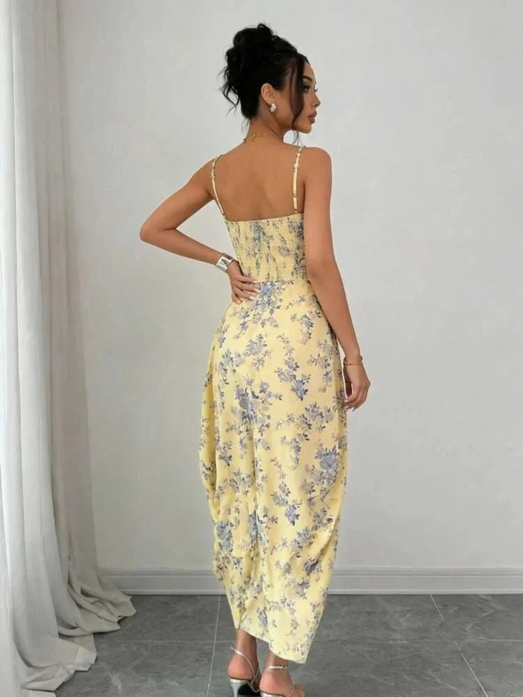 Dames Jurk Maxi Bloemenprint Kante hals – Vorana