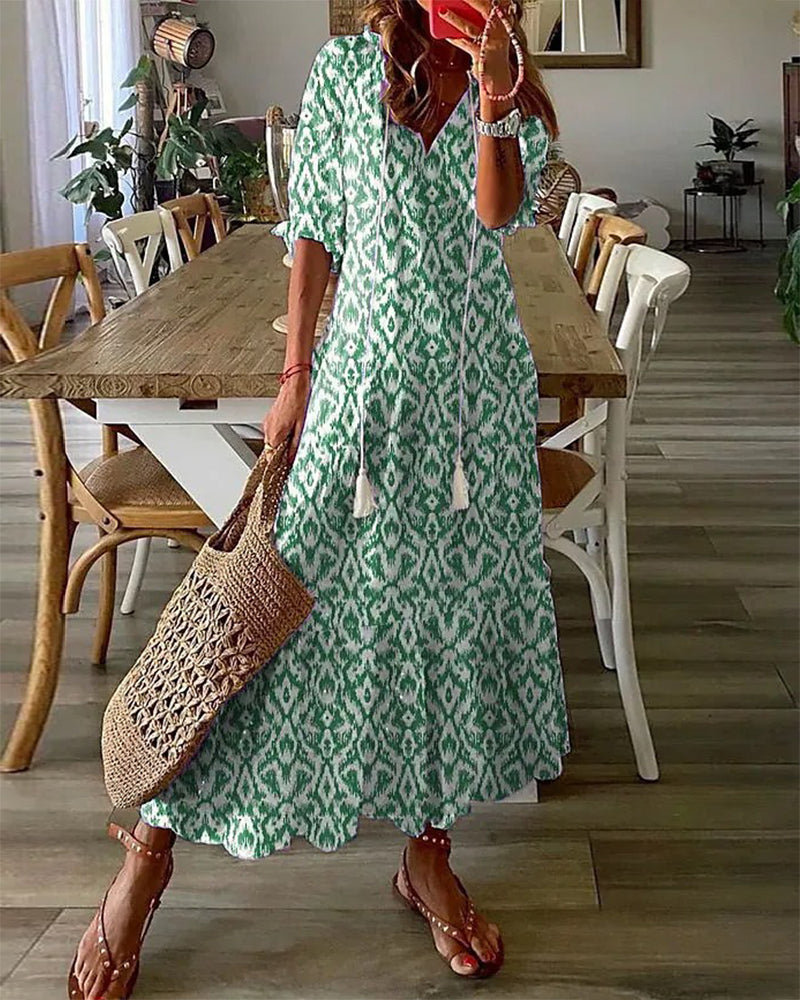 Dames Jurk Maxi Boho Pullover Ruimvallend – Vorana