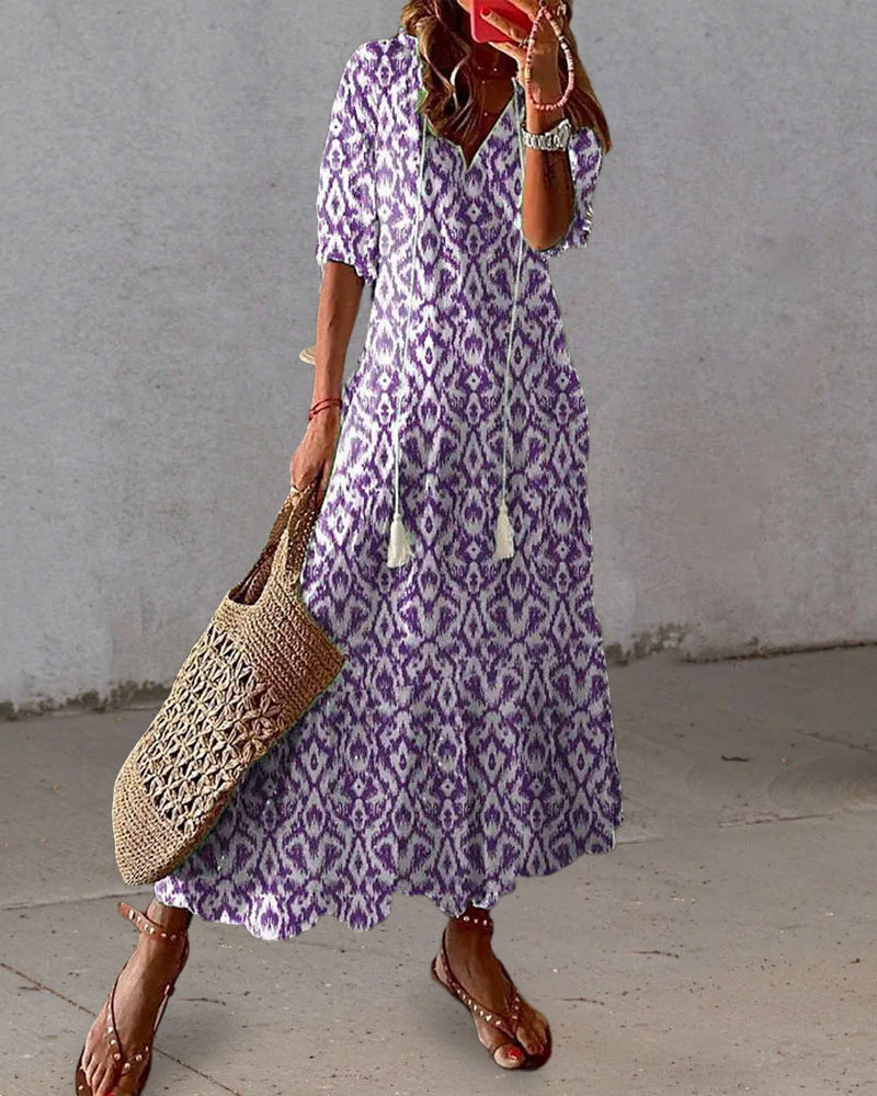 Dames Jurk Maxi Boho Pullover Ruimvallend – Vorana