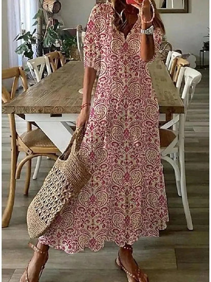 Dames Jurk Maxi Boho Pullover Ruimvallend – Vorana