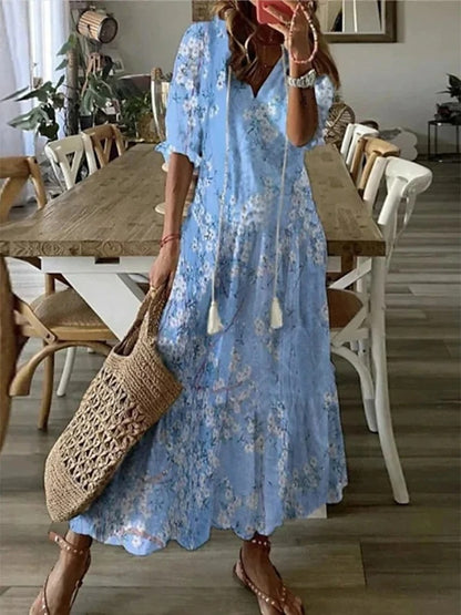 Dames Jurk Maxi Boho Pullover Ruimvallend – Vorana