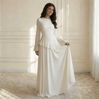Dames Jurk Maxi Lange Mouwen Ruches – Vorana