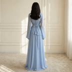 Dames Jurk Maxi Lange Mouwen Ruches – Vorana