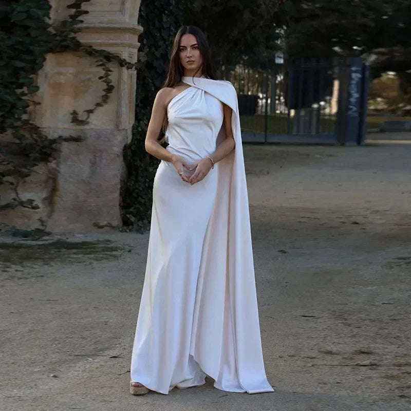 Dames Jurk Maxi One-Schouder Zijrits – Vorana
