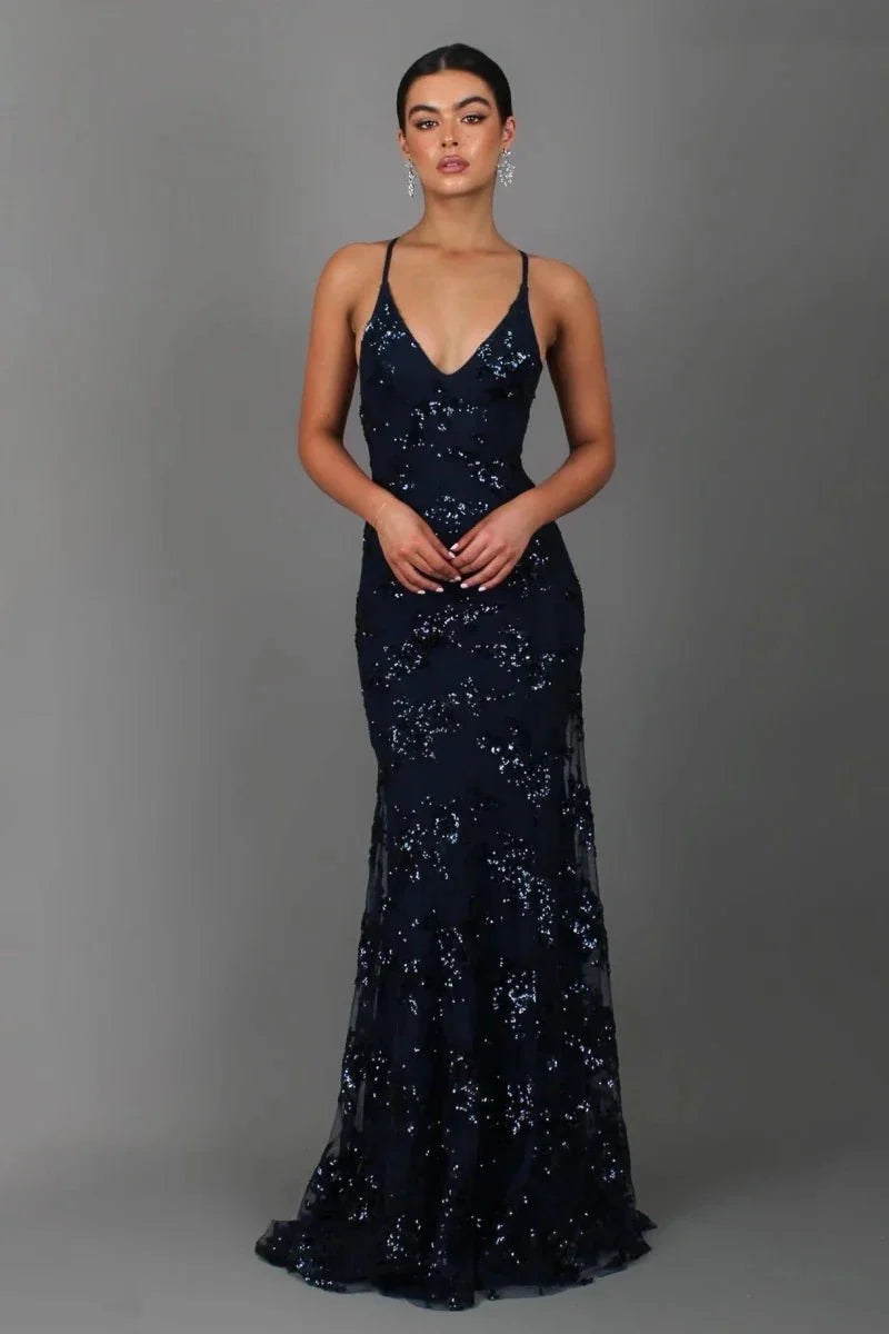 Dames Jurk Maxi Pailletten Bloemenprint – Vorana