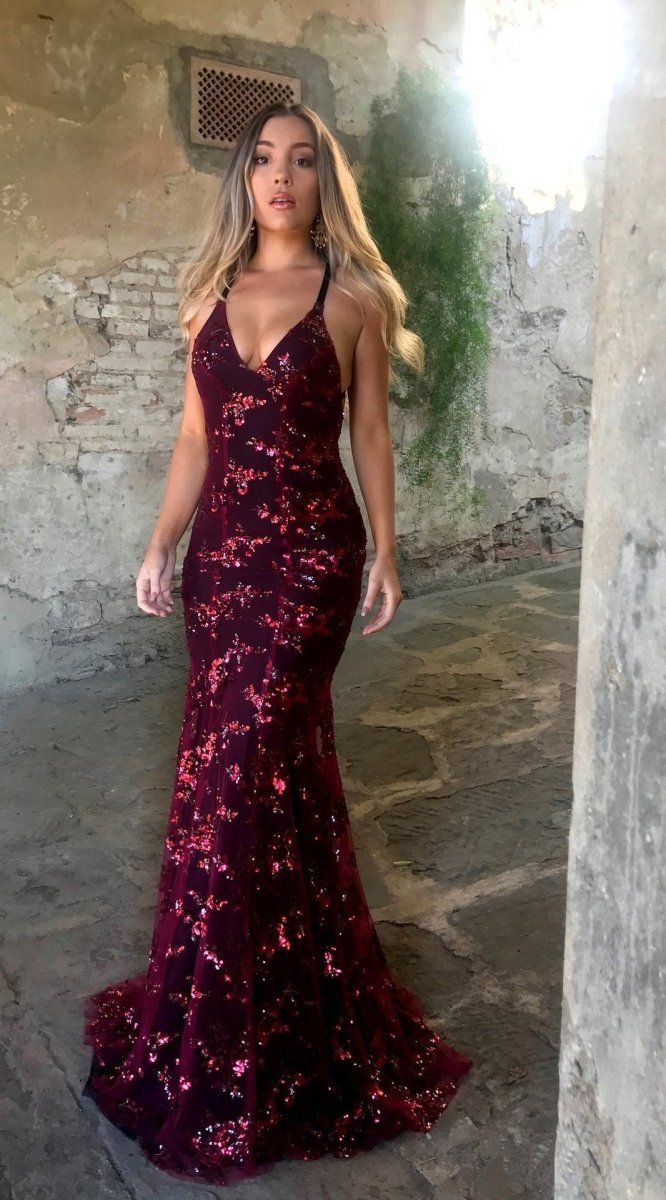 Dames Jurk Maxi Pailletten Bloemenprint – Vorana