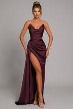 Dames Jurk Maxi Split Strapless Hartuitsnijding – Vorana