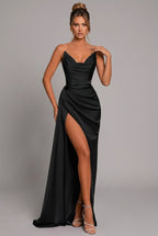 Dames Jurk Maxi Split Strapless Hartuitsnijding – Vorana