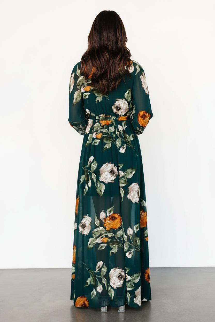 Dames Jurk Maxi V-hals met getailleerde tailleband – Vorana