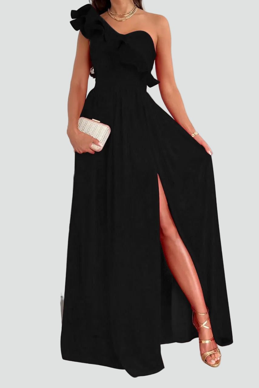 Dames Jurk Maxi Zijsplijt Ruchedetails – Vorana