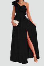 Dames Jurk Maxi Zijsplijt Ruchedetails – Vorana
