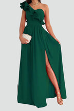 Dames Jurk Maxi Zijsplijt Ruchedetails – Vorana