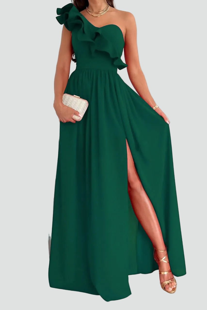 Dames Jurk Maxi Zijsplijt Ruchedetails – Vorana