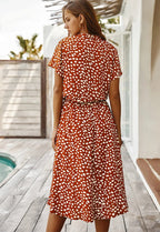 Dames Jurk Midi bloemenprint Knoopsluiting – Vorana