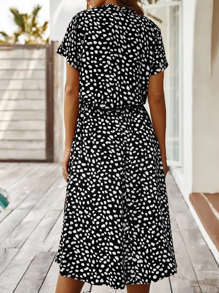 Dames Jurk Midi bloemenprint Knoopsluiting – Vorana